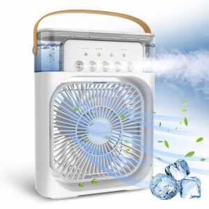 Portable Air Conditioner Fan with Water Mist, Humidifier & LED Night Light
