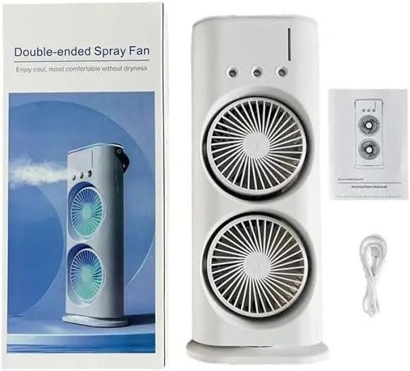 Double-Ended Spray Water Mist Fan – Dual Fan Cooling , RGB Lights, and Strong Brushless Motor – USB Powered Desktop Air Cooler | 16 Inches - Image 6