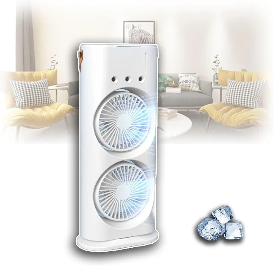 Double-Ended Spray Water Mist Fan – Dual Fan Cooling , RGB Lights, and Strong Brushless Motor – USB Powered Desktop Air Cooler | 16 Inches - Image 3