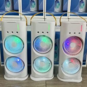 Double-Ended Spray Water Mist Fan – Dual Fan Cooling , RGB Lights, and Strong Brushless Motor – USB Powered Desktop Air Cooler | 16 Inches
