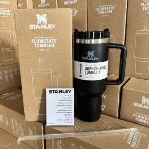 Stanley Quencher Stainless Steel Tumbler Black with Handle and Straw