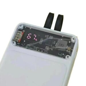66W Fast Charging 20000mAh Power Bank with Built-in Cables & Digital Display - White
